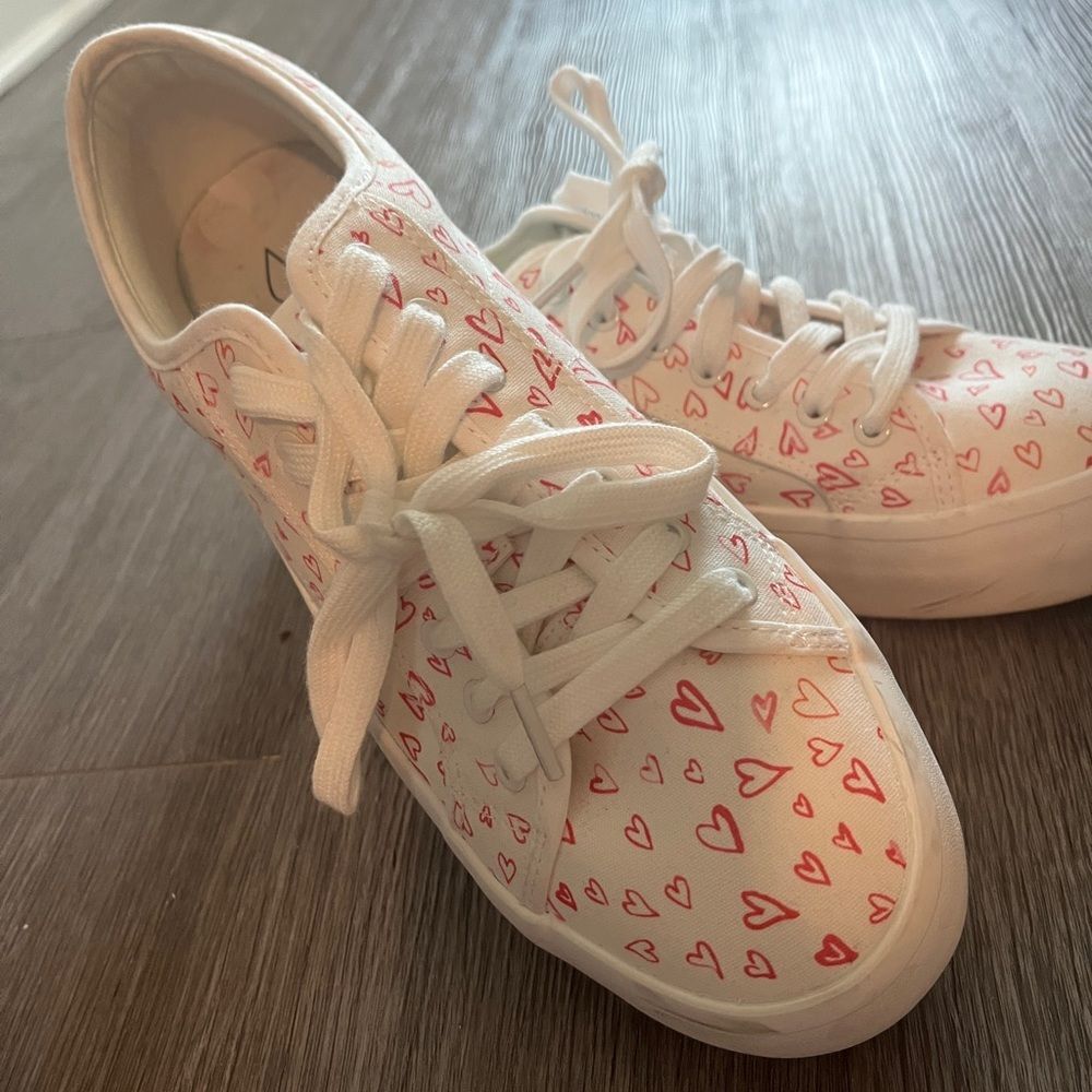 Joie Platform Sneakers White Red Lace Up Casual Shoes Size 10 Women